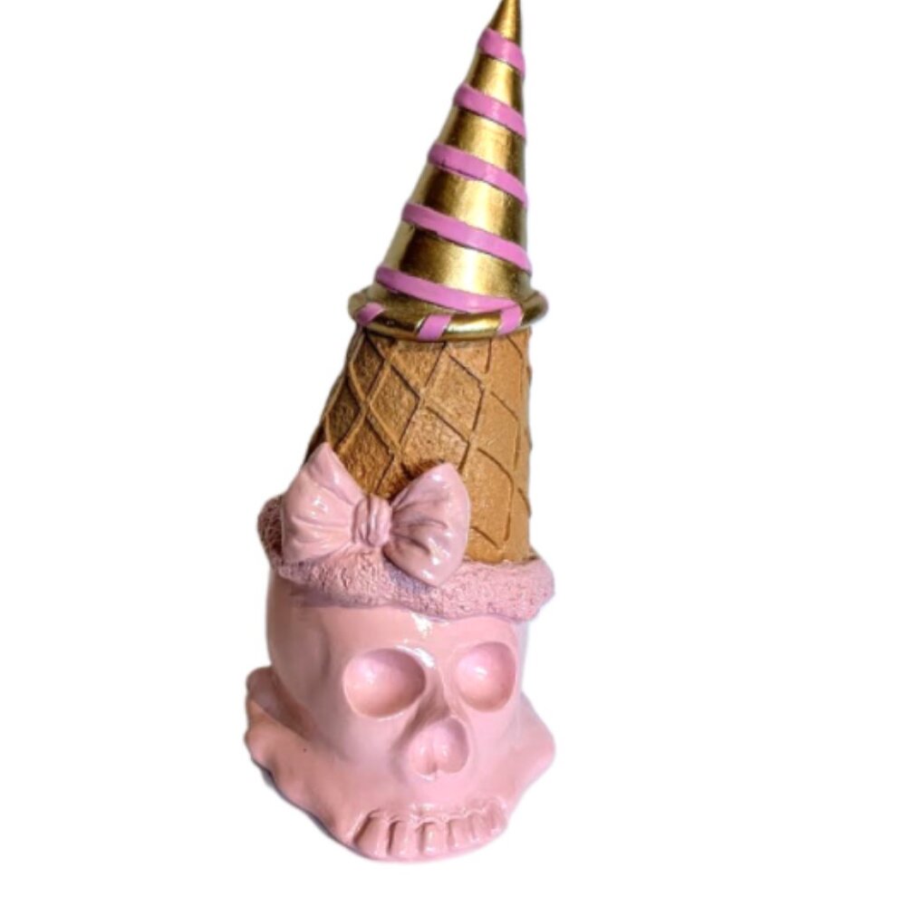 Adorable Halloween Pink Ice Cream Ghost with Waffle Cone and Bow